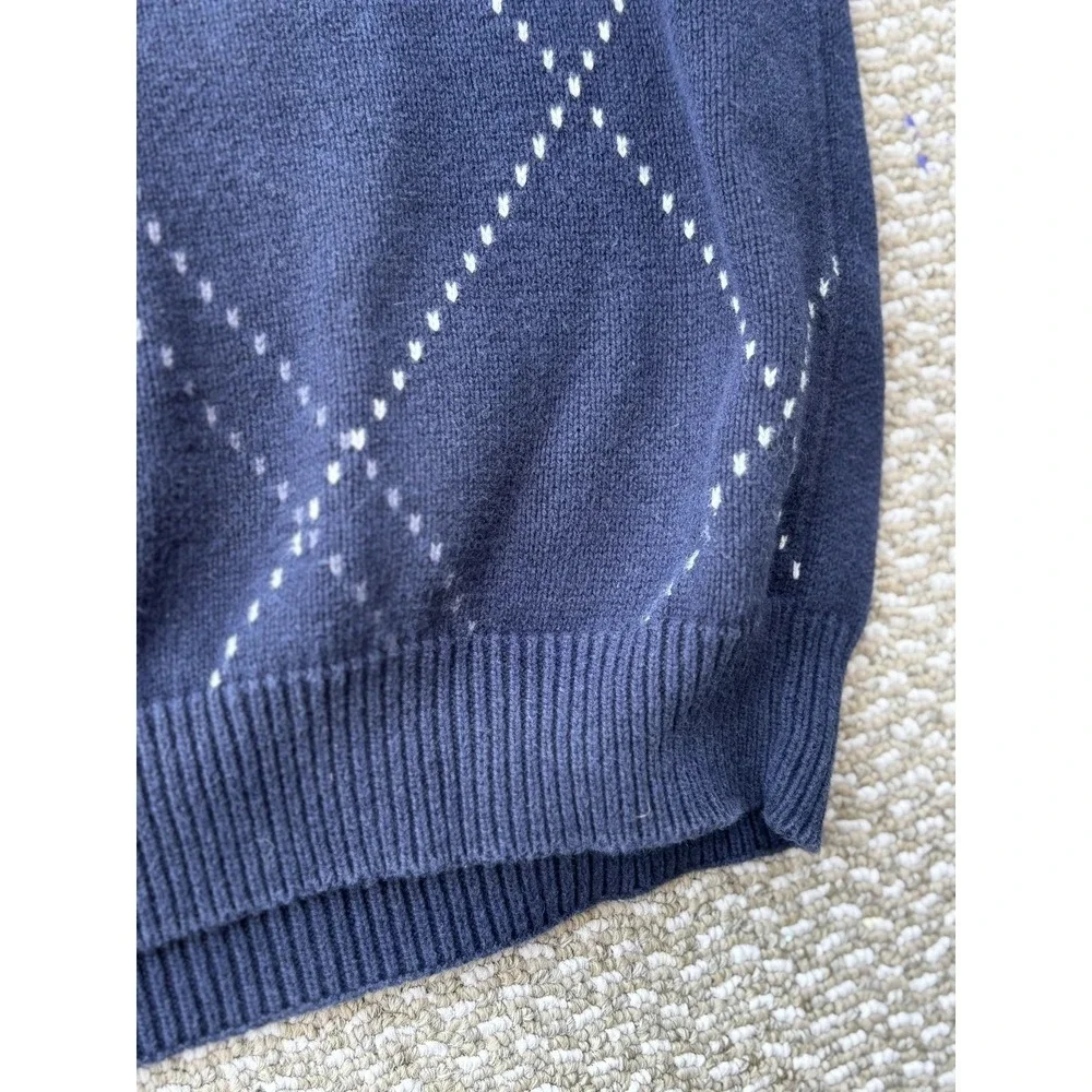 Vintage John Ashford Argyle Holiday Sweater Mens XL , Classic Navy Sweater
